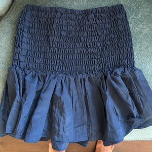 Misa Los Angeles Navy Blue Smocked Mini Skirt